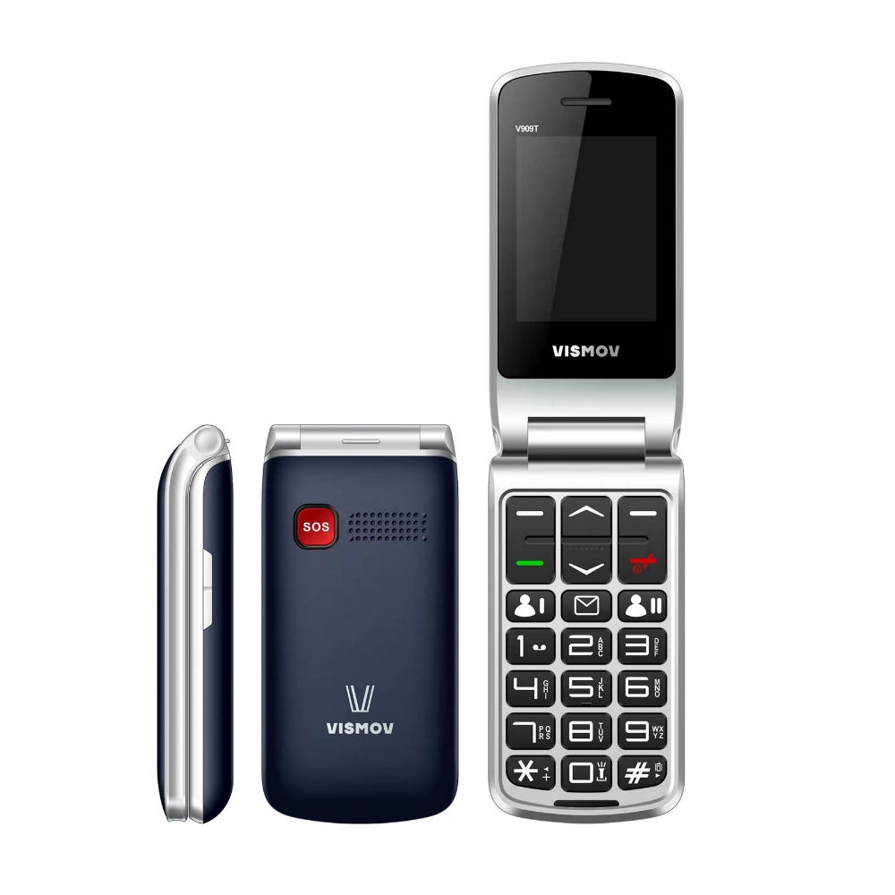 Vismov Seniorphone Clamshell 4G Azul Liberado V909T