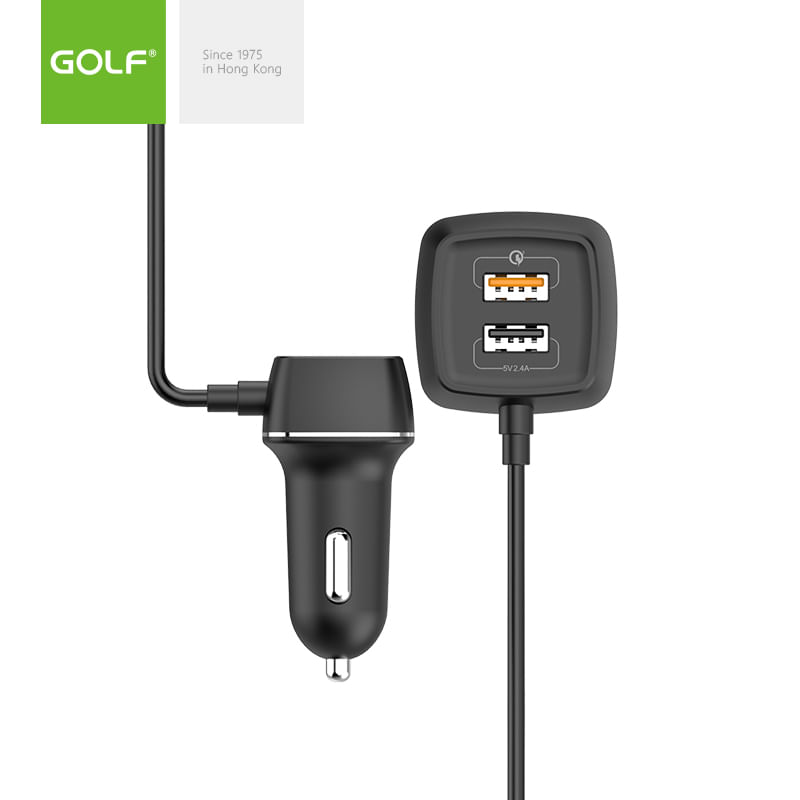 GOLF CARGADOR AUTOMOVIL 4USB 60W MAX CONEXION FRONTAL BLACK