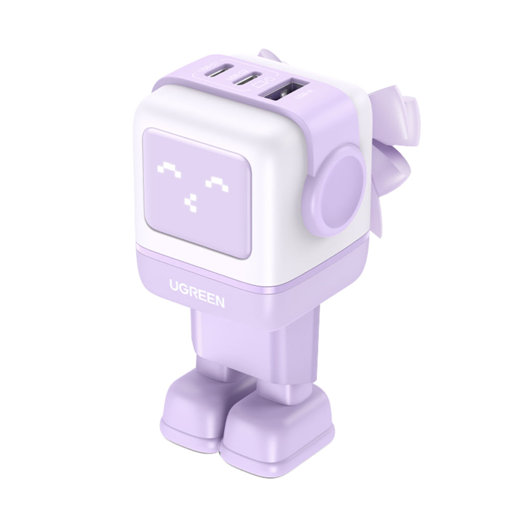 Ugreen Robot Gan Tech Cargador 65W 1 Usb-A + 2 Usb-C Purpura