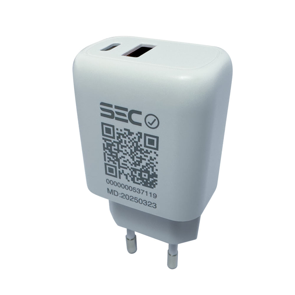 Tecmaster Cargador Quick Charge 20W, Puertos Usb-A Y Tipo-C